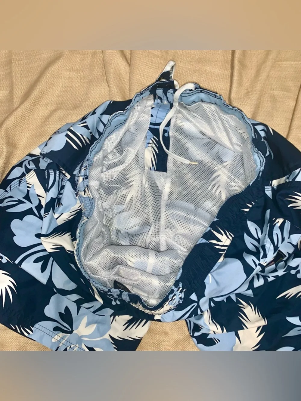 🏄‍♂️U.S. Polo Assn. 2XL Hawaiian Swim Trunks Blue Floral EUC